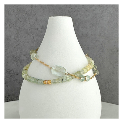 Light & Balance – Moss Aquamarine & Prehnite Gold-Filled Bracelet