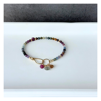 Radiant Wisdom – Sapphire & Ruby Gold-Filled Bracelet