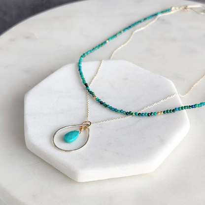 Soulful Connection -  Sterling Silver Double Strand Turquoise and Chrysocolla Necklace