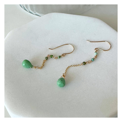 Grounded Sky | Turquoise Gold Chain Earrings