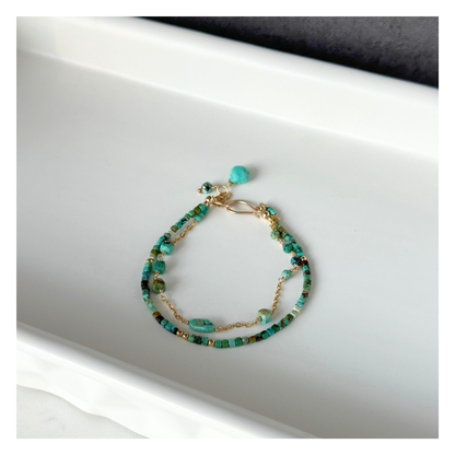 Wise & True – Turquoise Gold-Filled Double-Strand Bracelet