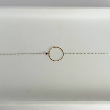 Heart Flame | Sterling Silver and Gold Necklace with Ruby
