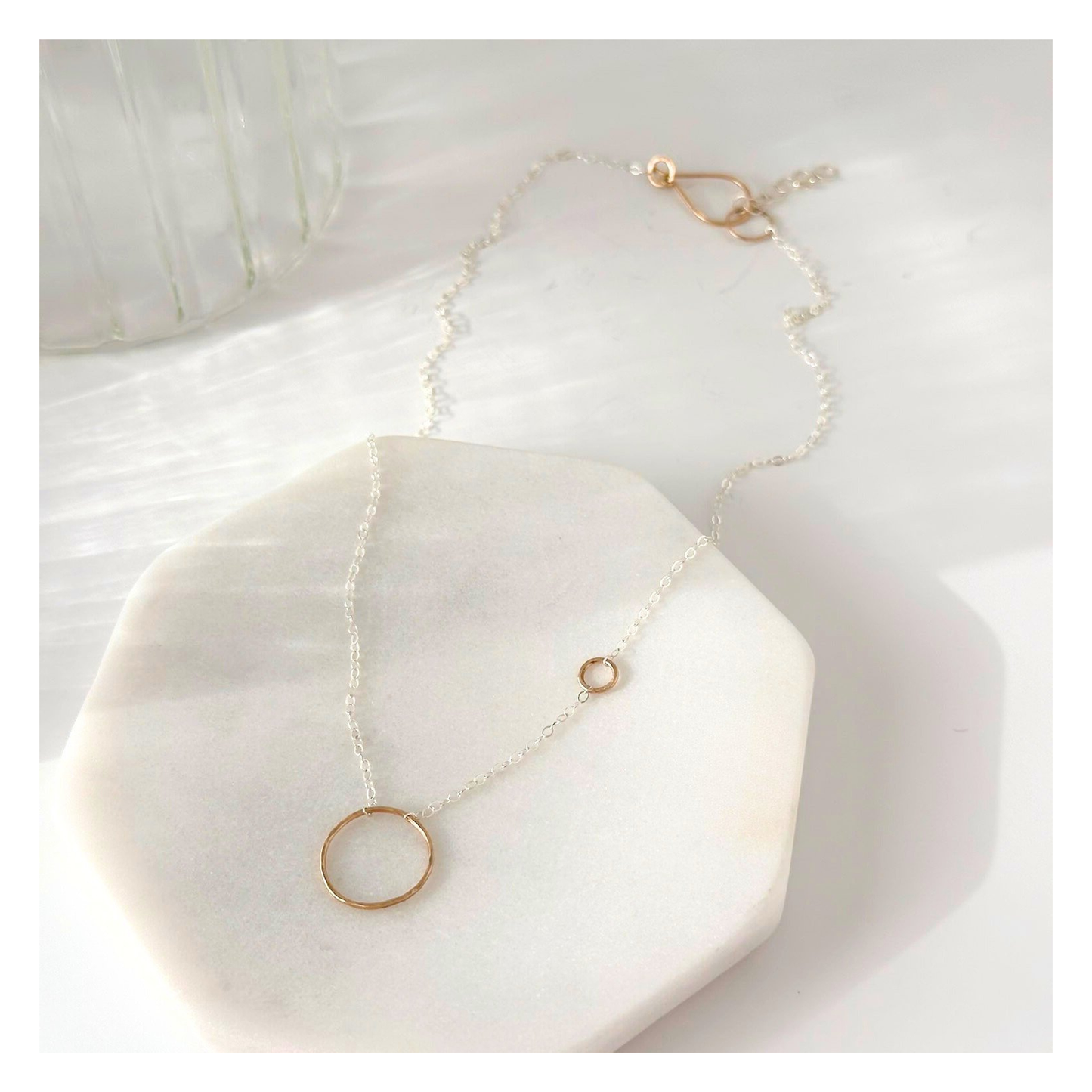 Unique Echoes - Dainty Sterling Silver and Gold Hoop Necklace