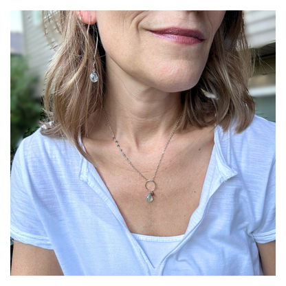 Ocean Light | Aquamarine & Ruby Gold Earrings