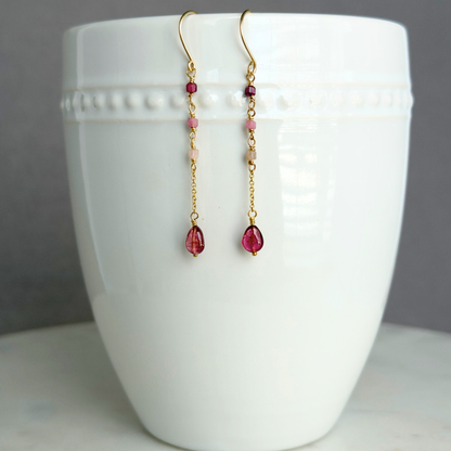 True Presence | Tourmaline Gold Chain Earrings