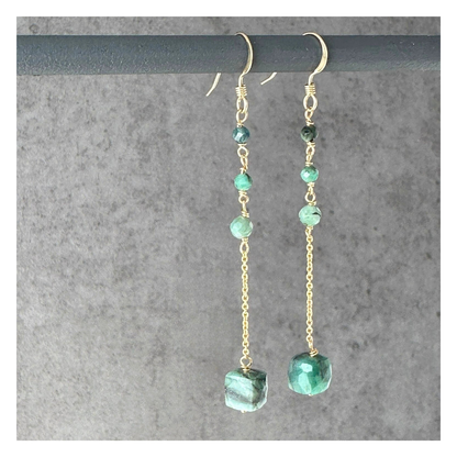Renewal | Emerald Gold Chain Earrings