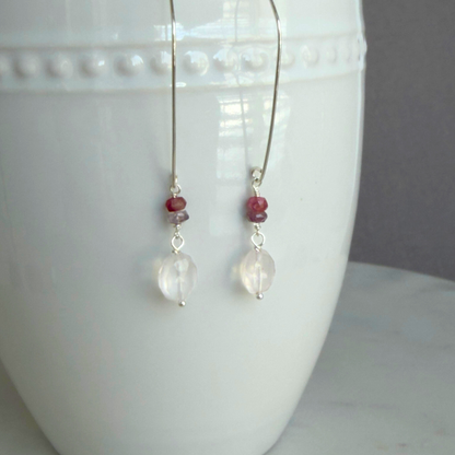 Everyday Love | Rose Quartz & Sapphire Silver Earrings