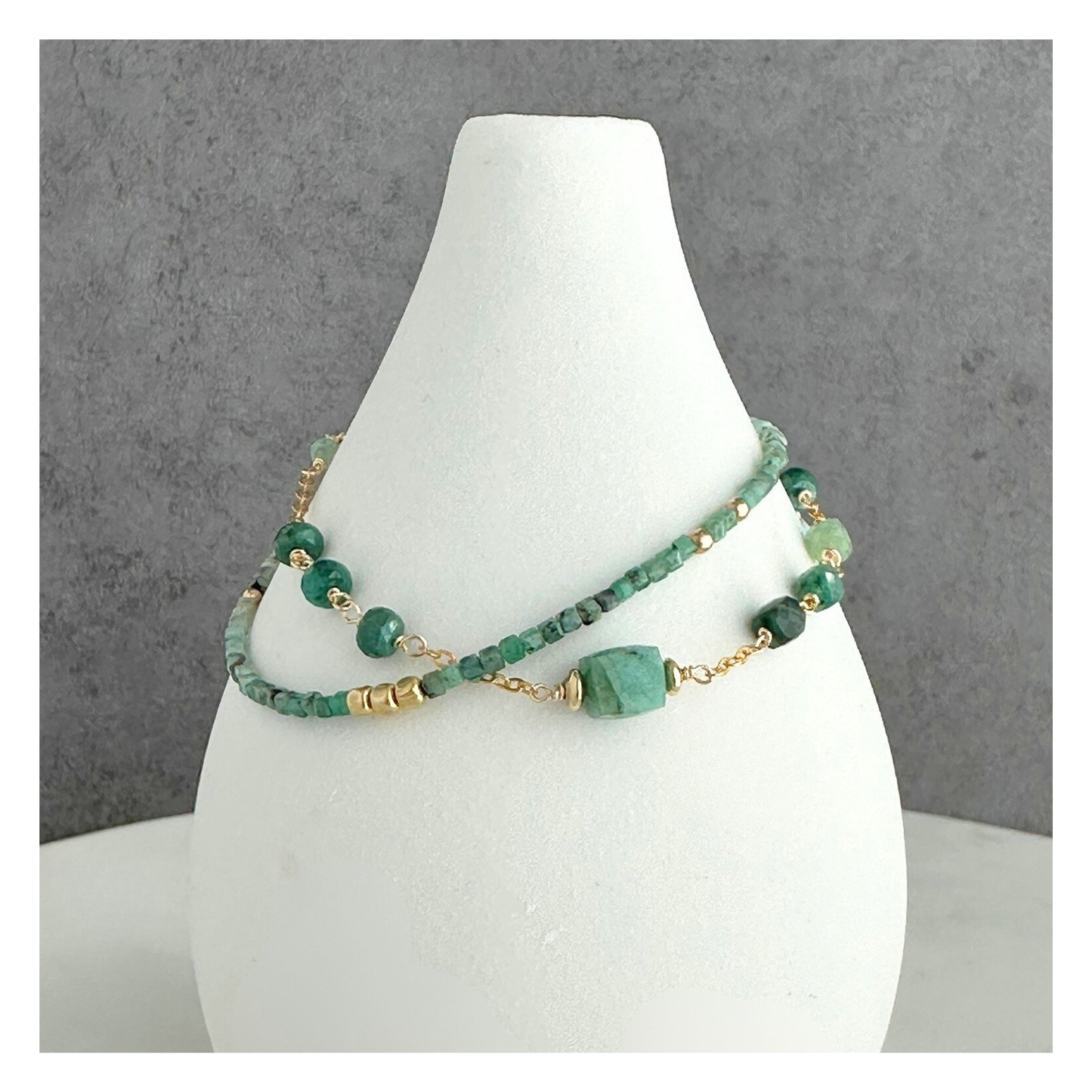 Steady & True – Emerald Gold-Filled Double Strand Bracelet