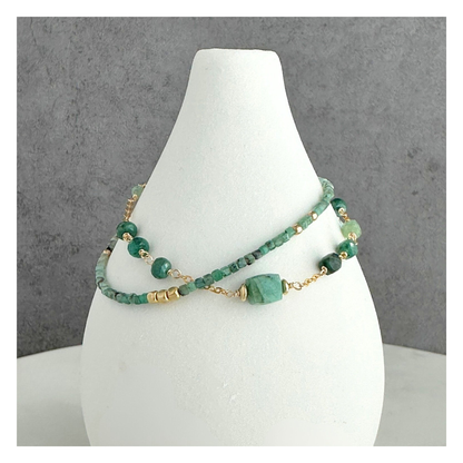 Steady & True – Emerald Gold-Filled Double Strand Bracelet