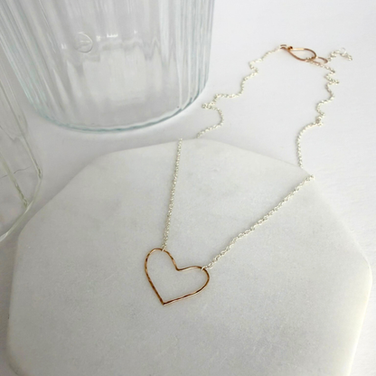 Heart of Gold | Dainty Sterling Silver & Gold Heart Necklace