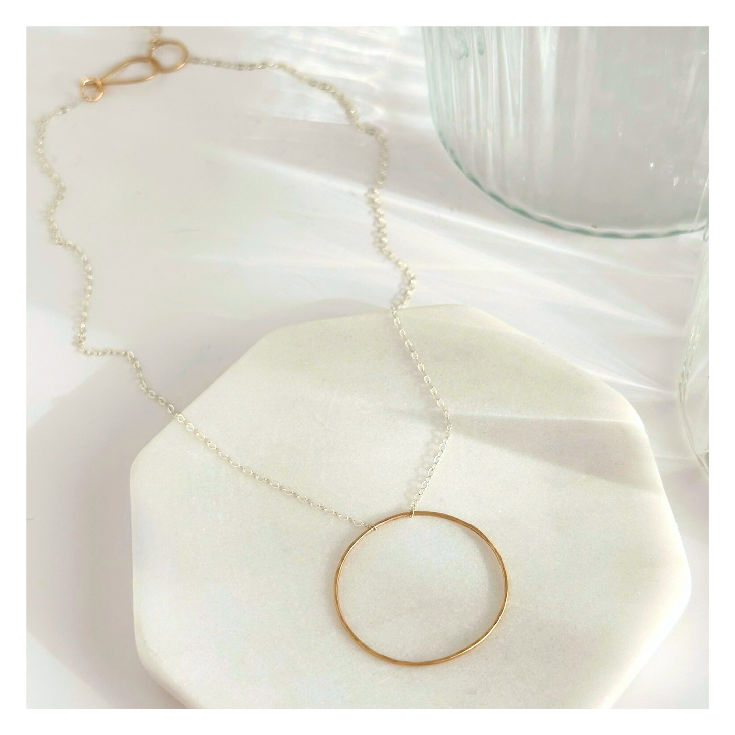 Unity in Connection - Dainty Sterling Silver and Gold Large Hoop Necklace