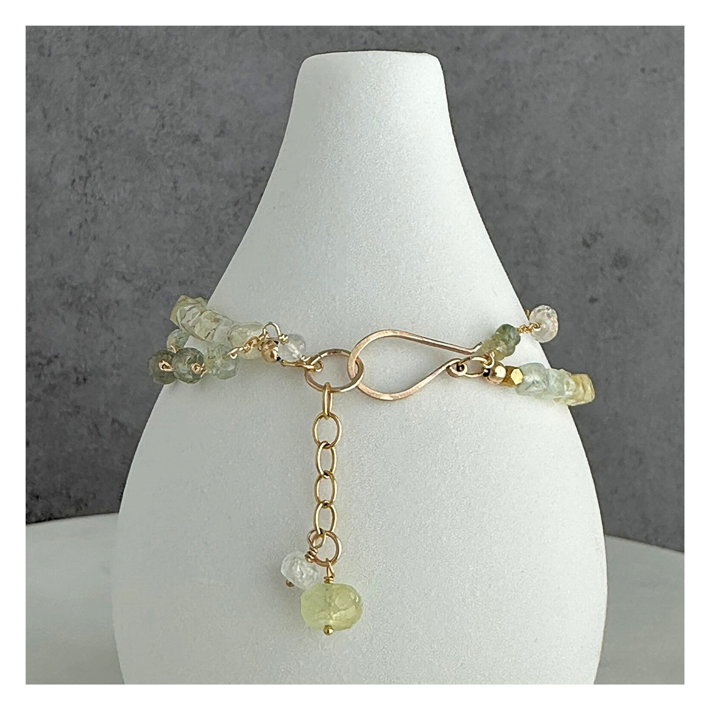 Light & Balance – Moss Aquamarine & Prehnite Gold-Filled Bracelet