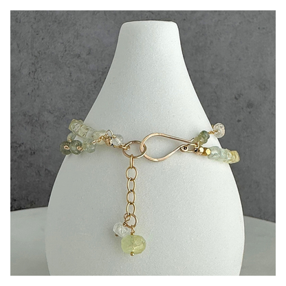 Light & Balance – Moss Aquamarine & Prehnite Gold-Filled Bracelet