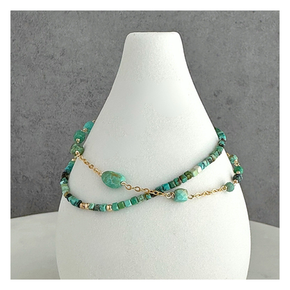 Wise & True – Turquoise Gold-Filled Double-Strand Bracelet