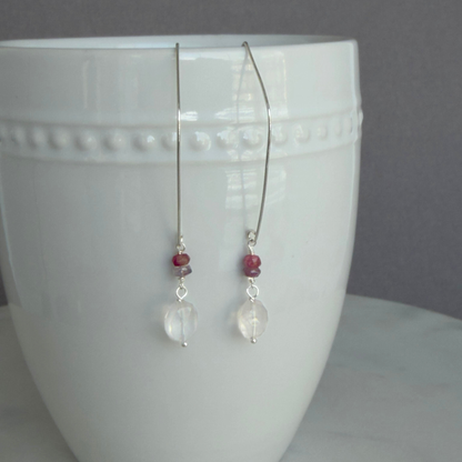 Everyday Love | Rose Quartz & Sapphire Silver Earrings