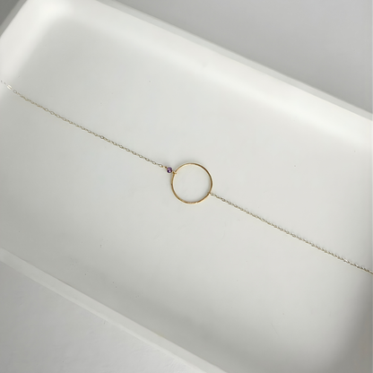 Open Heart | Sterling Silver & Gold Necklace with Amethyst