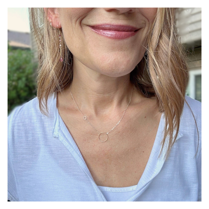 Unique Echoes - Dainty Sterling Silver and Gold Hoop Necklace