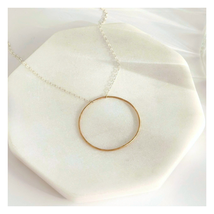 Unity in Connection - Dainty Sterling Silver and Gold Large Hoop Necklace
