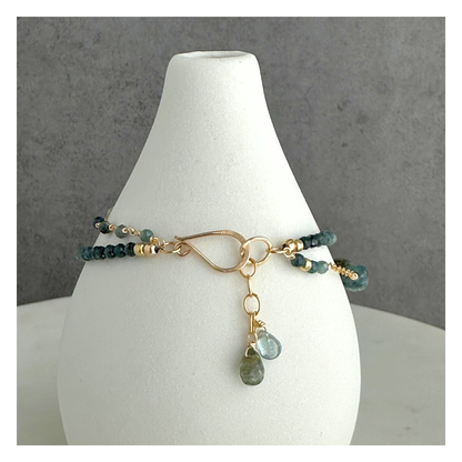 Tranquil Flow – Blue Tourmaline & Moss Aquamarine Double-Strand Bracelet
