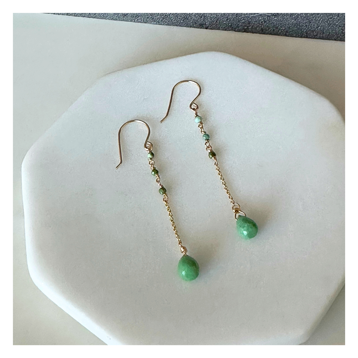 Grounded Sky | Turquoise Gold Chain Earrings