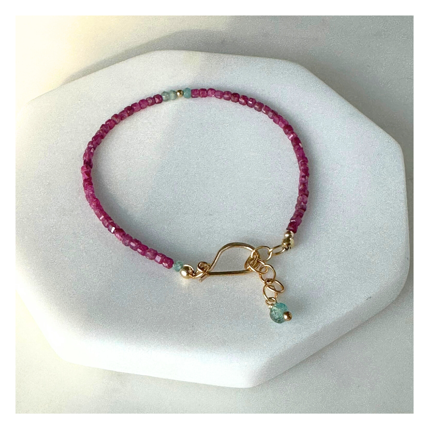 Truth Spark – Ruby & Blue Tourmaline Gold-Filled Bracelet