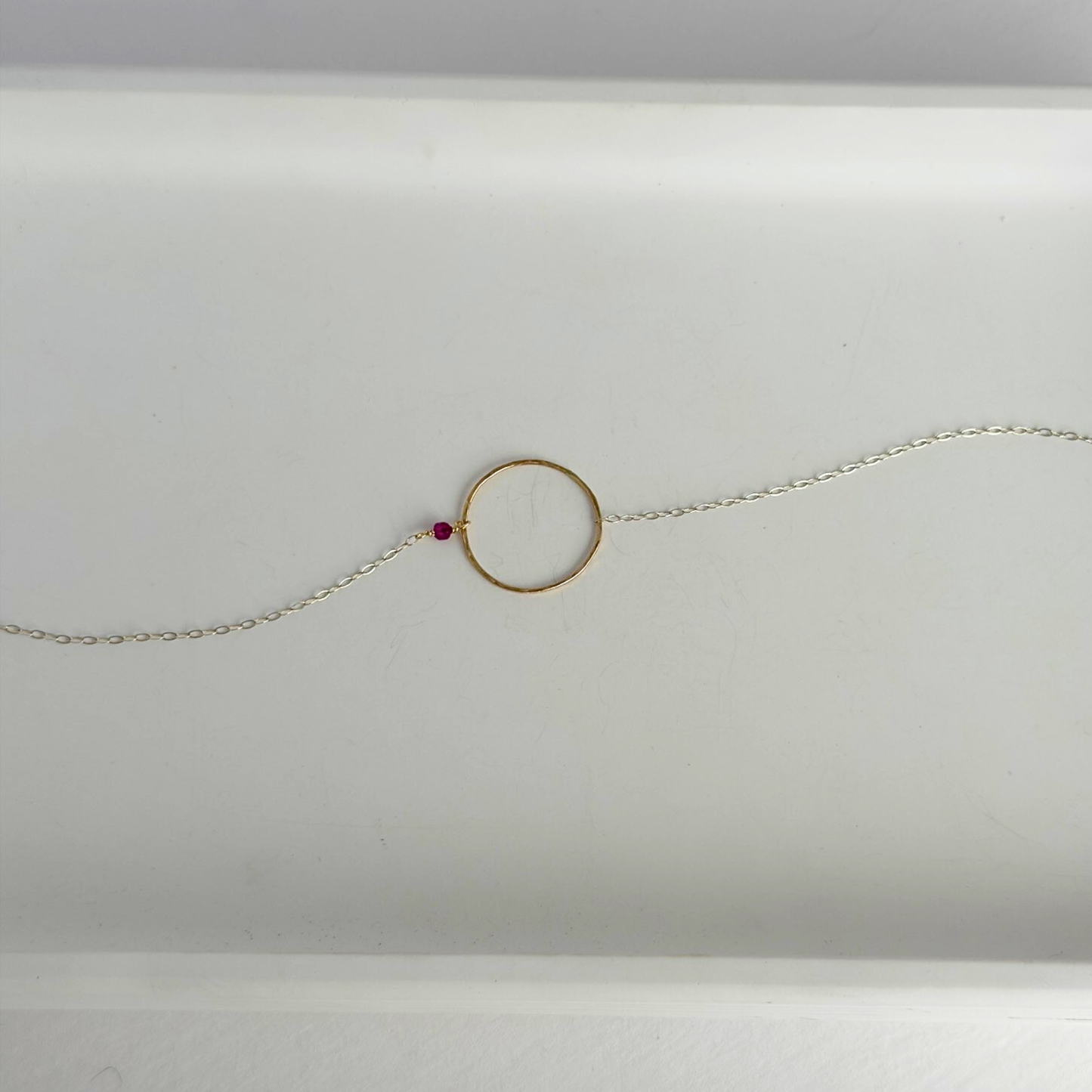 Heart Flame | Sterling Silver and Gold Necklace with Ruby