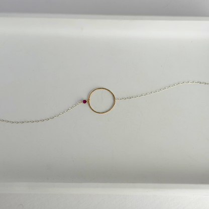 Heart Flame | Sterling Silver and Gold Necklace with Ruby