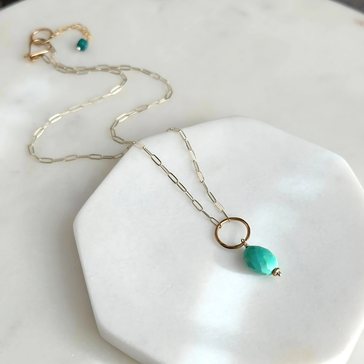 Dreamy Serenity - Sleeping Beauty Turquoise Sterling Silver and Gold Necklace