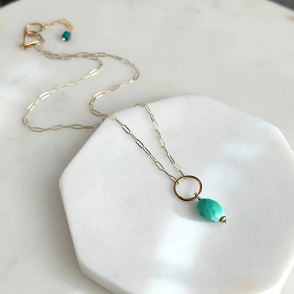 Dreamy Serenity - Sleeping Beauty Turquoise Sterling Silver and Gold Necklace