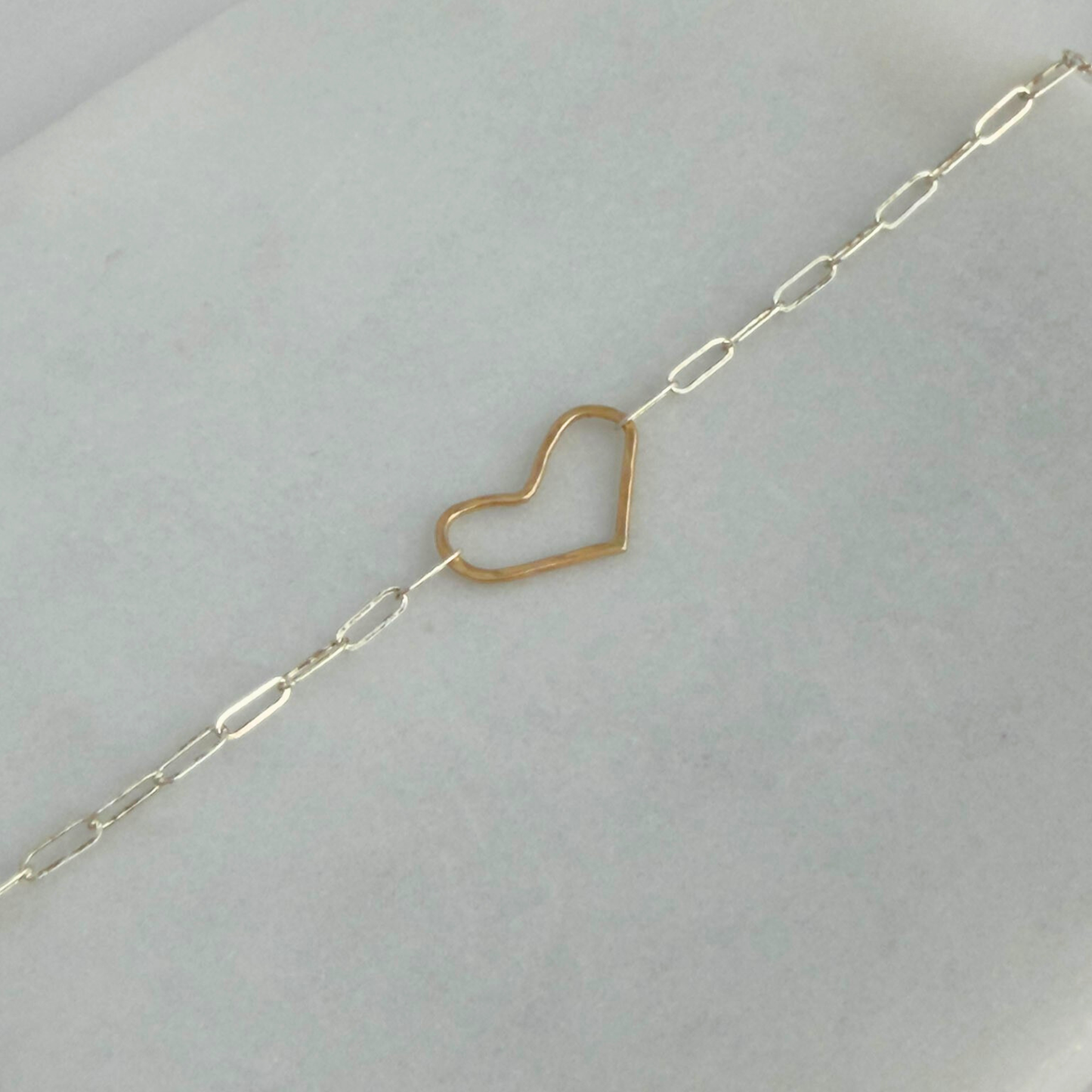 Always There | Tiny Sterling Silver and Gold Heart Bracelet