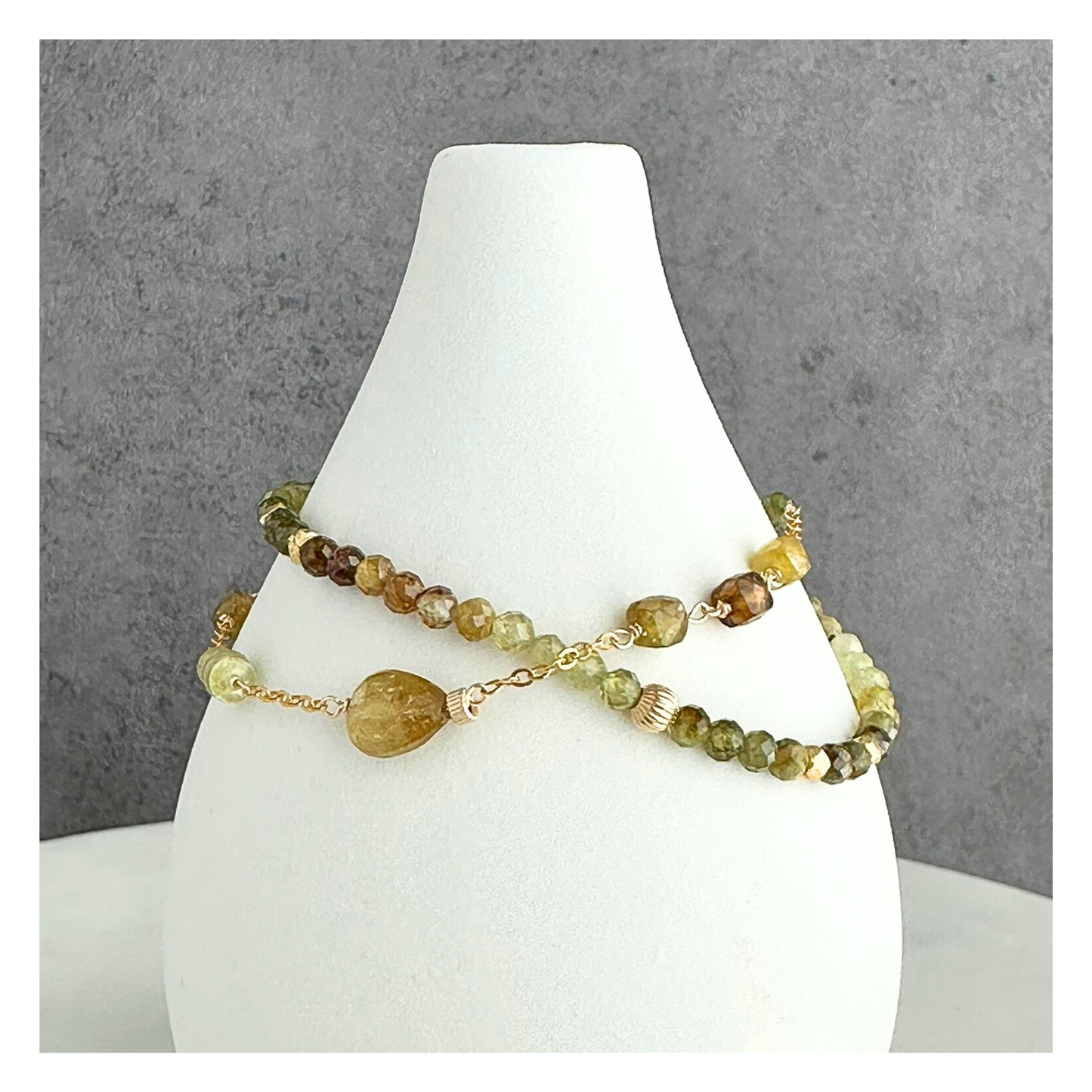 Watch Me Grow | Green Garnet & Gold-Filled Double Strand Bracelet