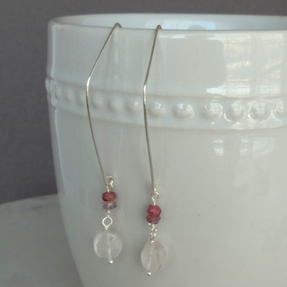 Everyday Love | Rose Quartz & Sapphire Silver Earrings
