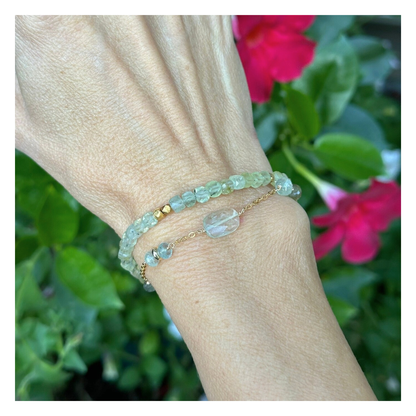 Light & Balance – Moss Aquamarine & Prehnite Gold-Filled Bracelet
