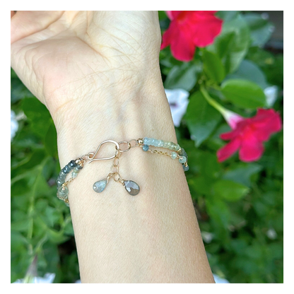 Moment of Zen – Moss Aquamarine Gold-Filled Double-Strand Bracelet