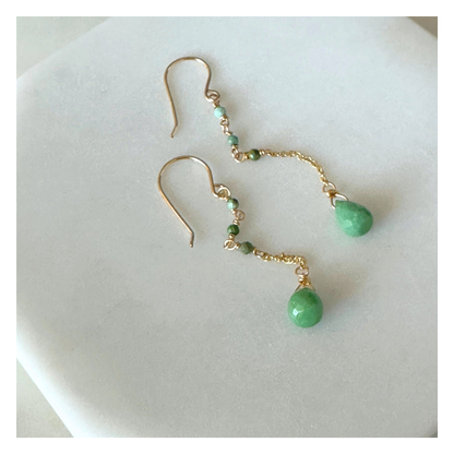 Grounded Sky | Turquoise Gold Chain Earrings