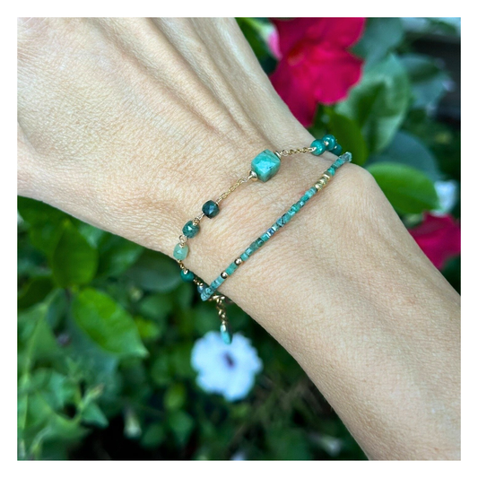 Steady & True – Emerald Gold-Filled Double Strand Bracelet