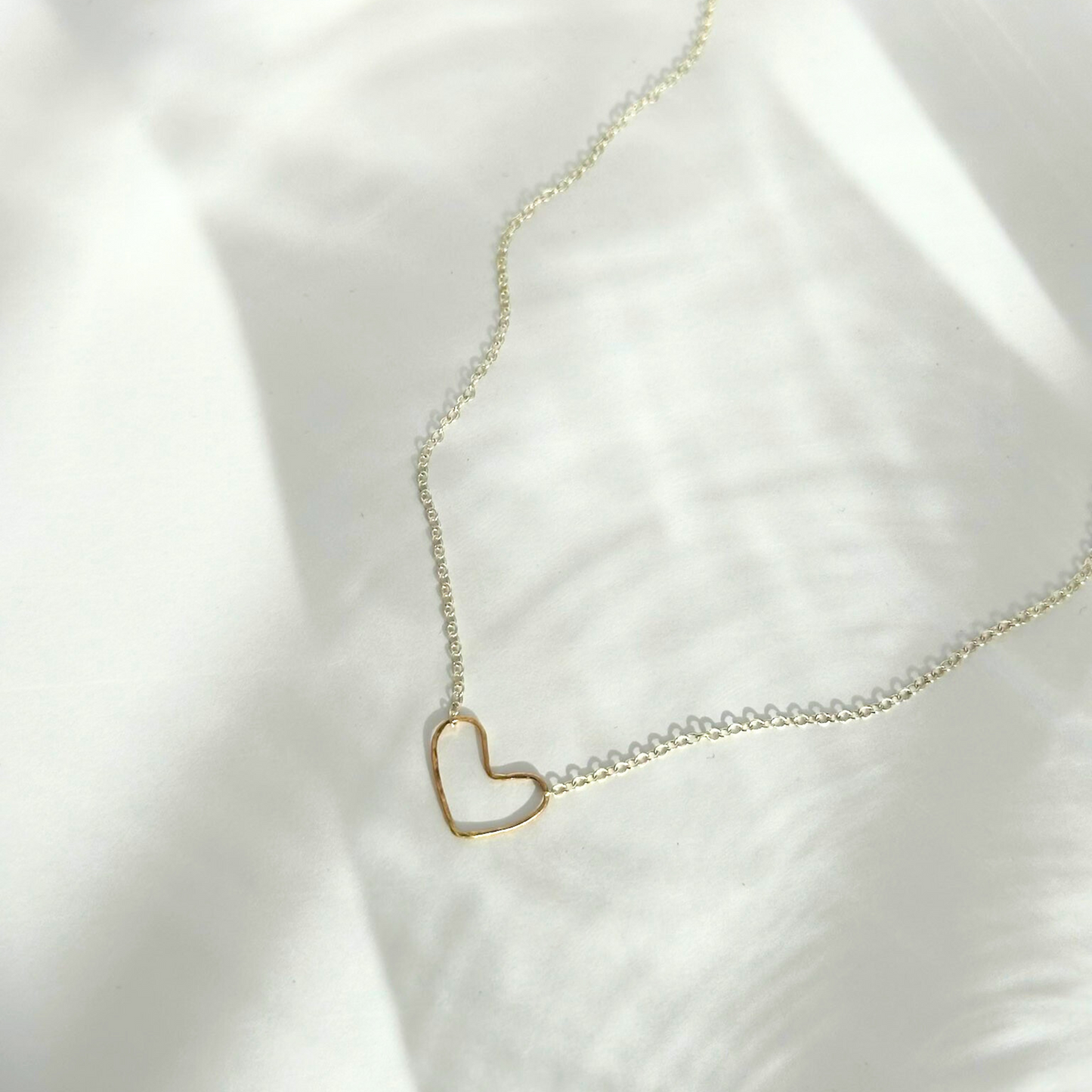 Heart on my Sleeve - Dainty Sterling Silver and Gold Necklace