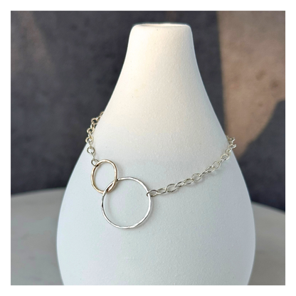 Balanced Connection — Silver & Gold Hoops Bracelet