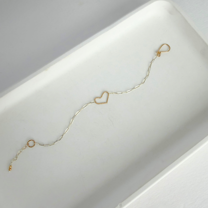 Always There | Tiny Sterling Silver and Gold Heart Bracelet
