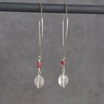 Everyday Love | Rose Quartz & Sapphire Silver Earrings