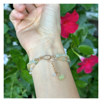 Light & Balance – Moss Aquamarine & Prehnite Gold-Filled Bracelet