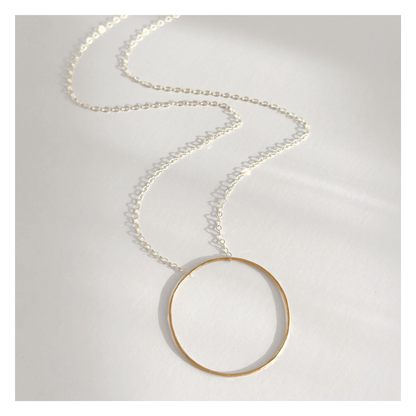 Unity in Connection - Dainty Sterling Silver and Gold Large Hoop Necklace