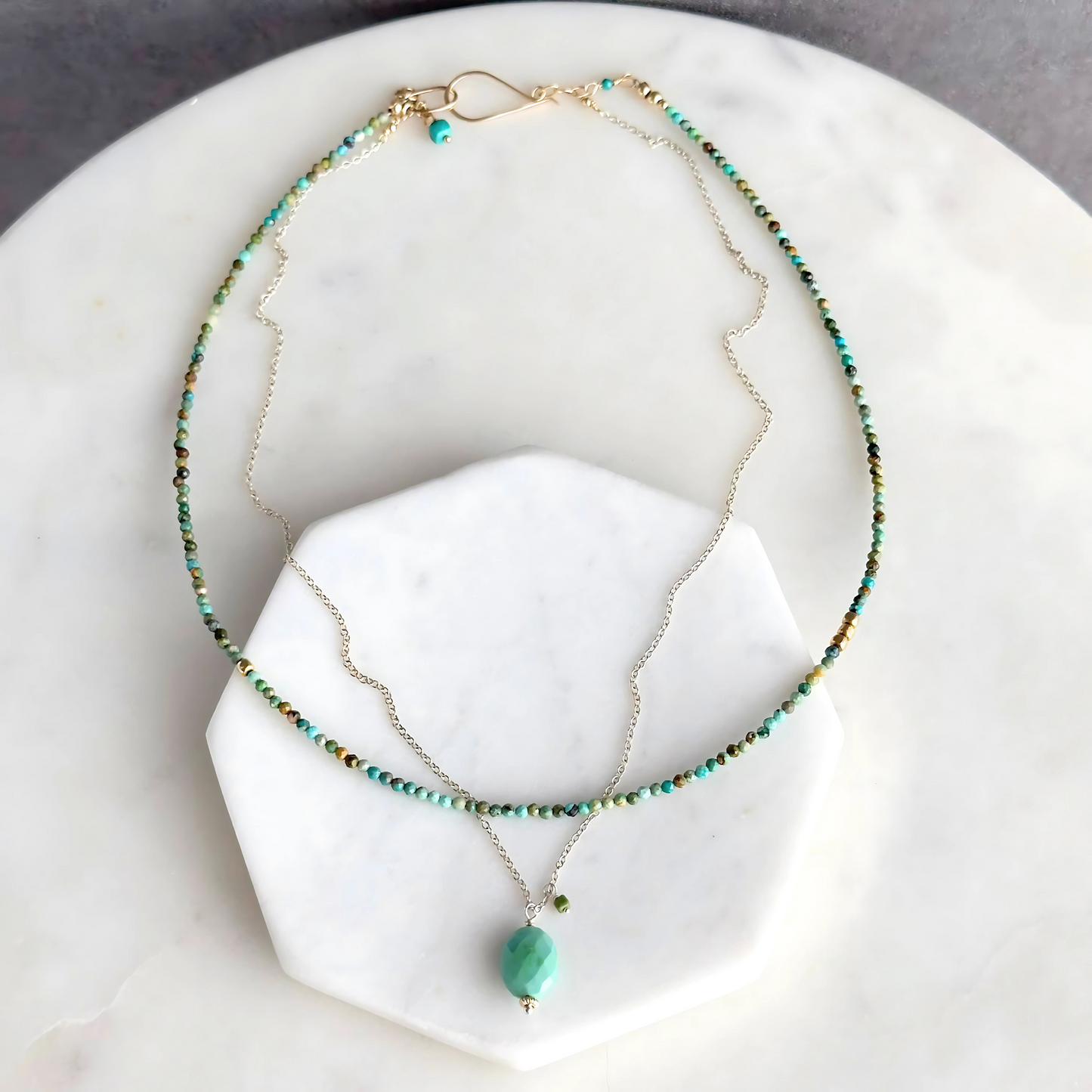 Clear Waters - Layered Sterling Silver Sleeping Beauty Turquoise Necklace