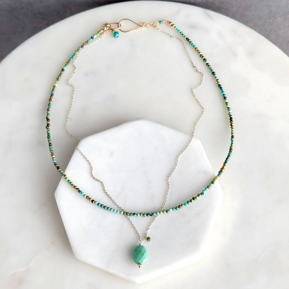 Clear Waters - Layered Sterling Silver Sleeping Beauty Turquoise Necklace