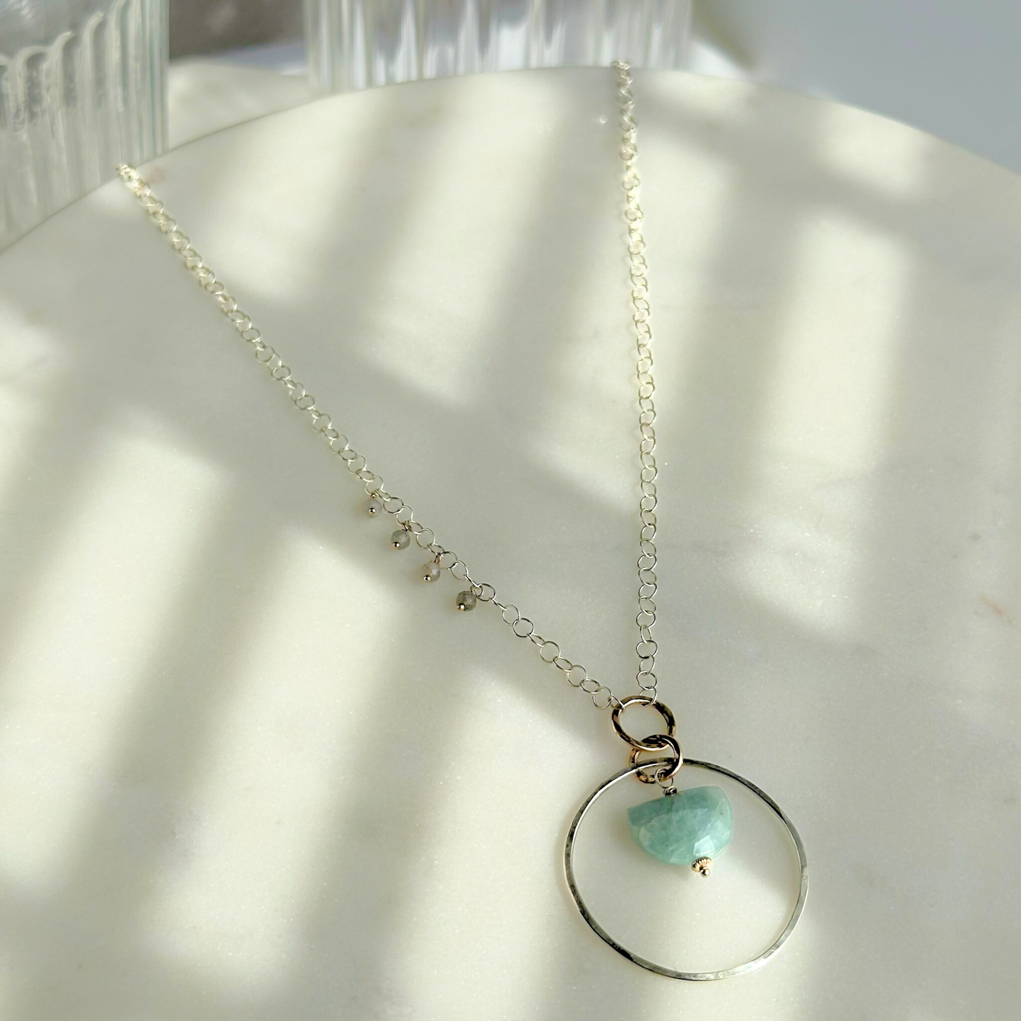 Ocean's Insight Necklace - Sterling Silver Aquamarine & Labradorite Necklace
