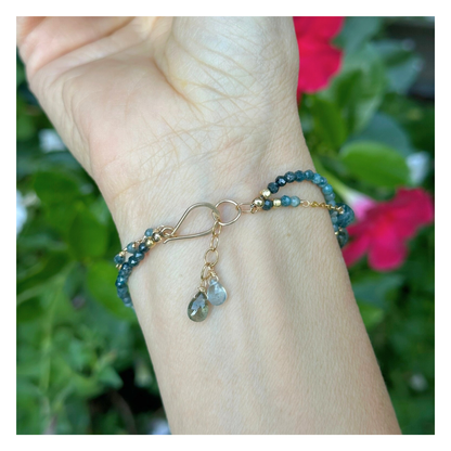 Tranquil Flow – Blue Tourmaline & Moss Aquamarine Double-Strand Bracelet