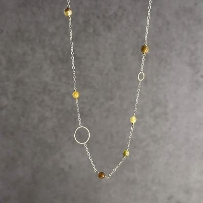 Green Goddess - Green Garnet & Gold Hoop Dainty Choker Necklace