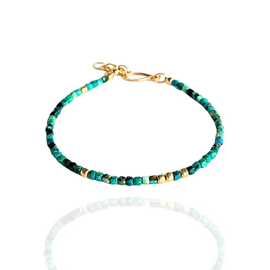 Vibrant Serenity - Chrysocolla and Dainty Gold Bracelet