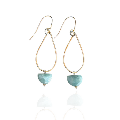 Calm Ocean Radiance - Aquamarine and Gold-Filled Teardrop Earrings