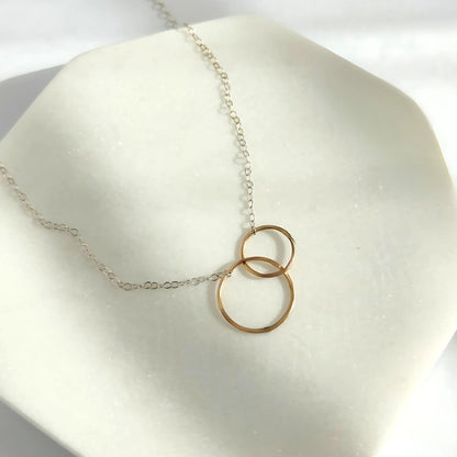 Connected - Dainty Sterling Silver and Gold Double Hoop Necklace